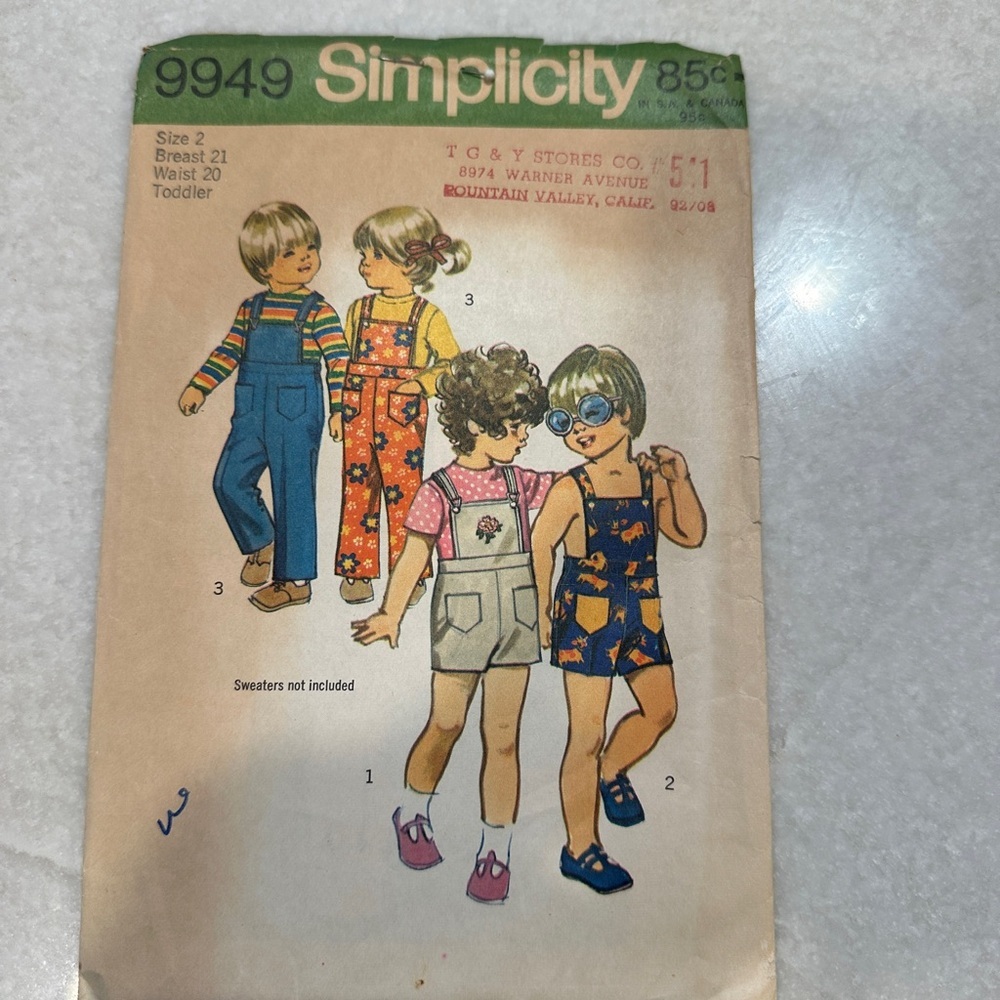 Simplicity Kids' Blue Overall pattern